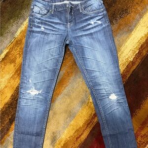 Maurices Vigoss Dark Blue Distressed Skinny Jeans